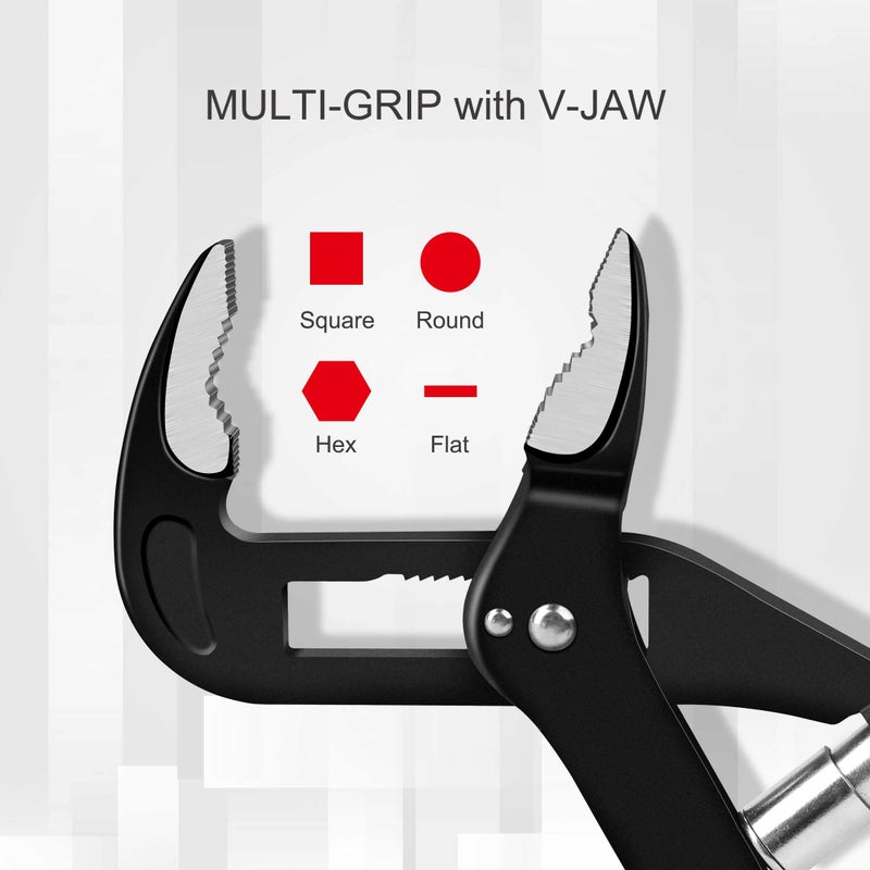 HAUTMEC 10-Inch Water Pump Pliers, Auto-Adjusting Tongue and Groove Joint Pliers, V-Jaw with Comfort Grips, Rust-Proof CRV Steel Construction for Plumbing, Home Repair, and Pipe Fittings HT0088 - Image 4